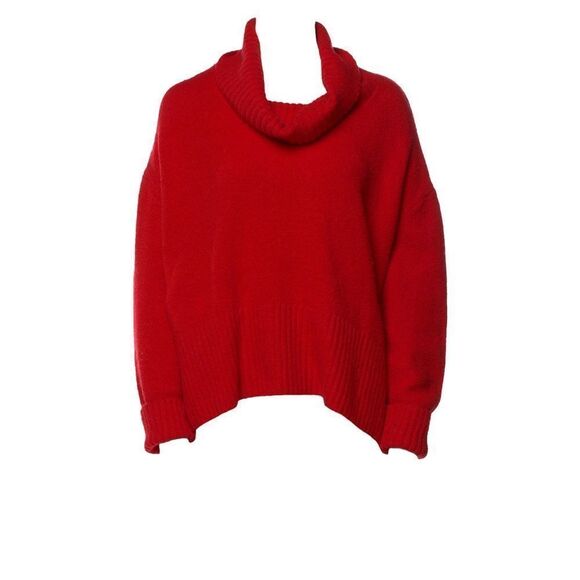 Rachel Zoe medium red cowl neck turtleneck medium drop shoulder sweater - Picture 2 of 4
